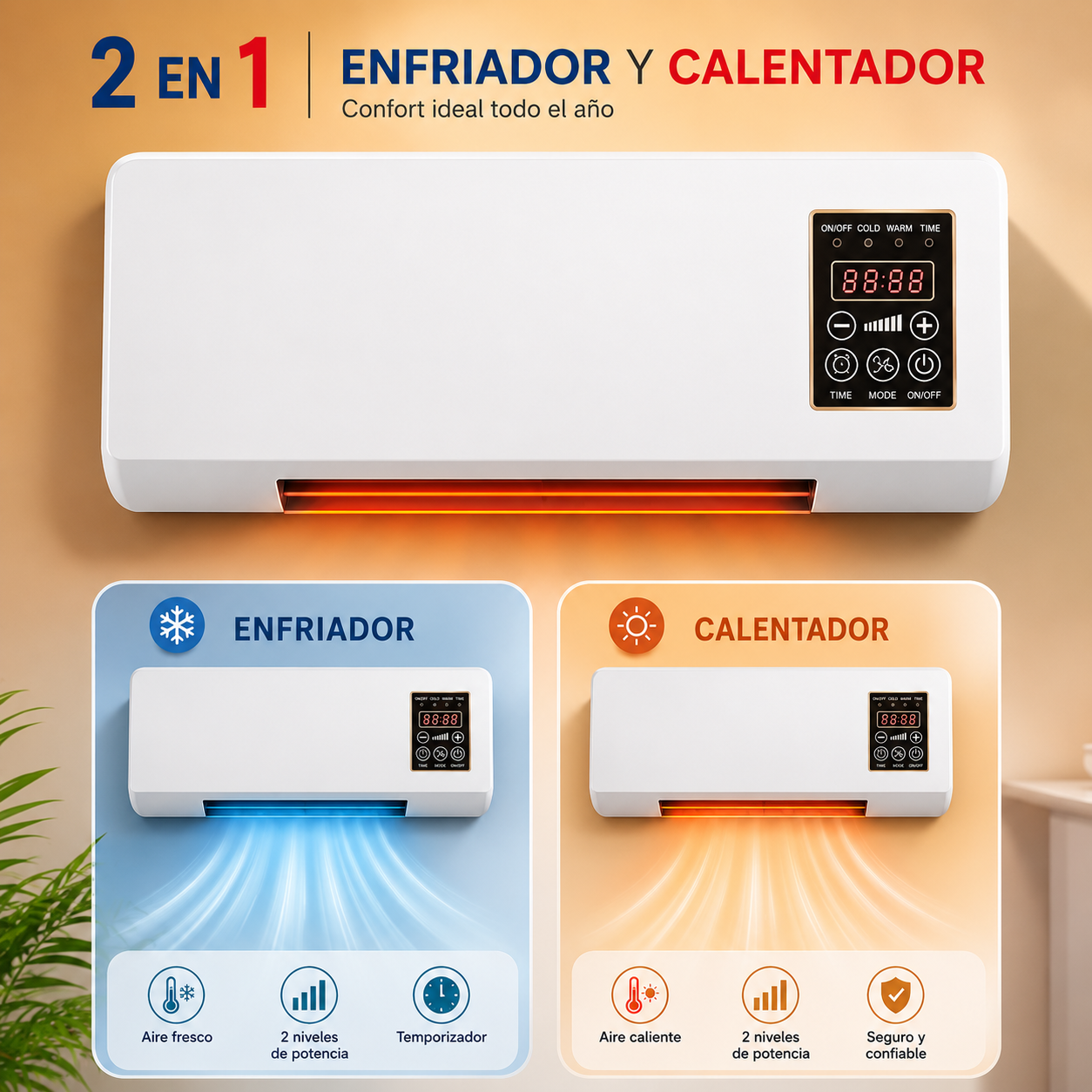 Aire Acondicionado Portátil 2 en 1 – Calienta y Enfría