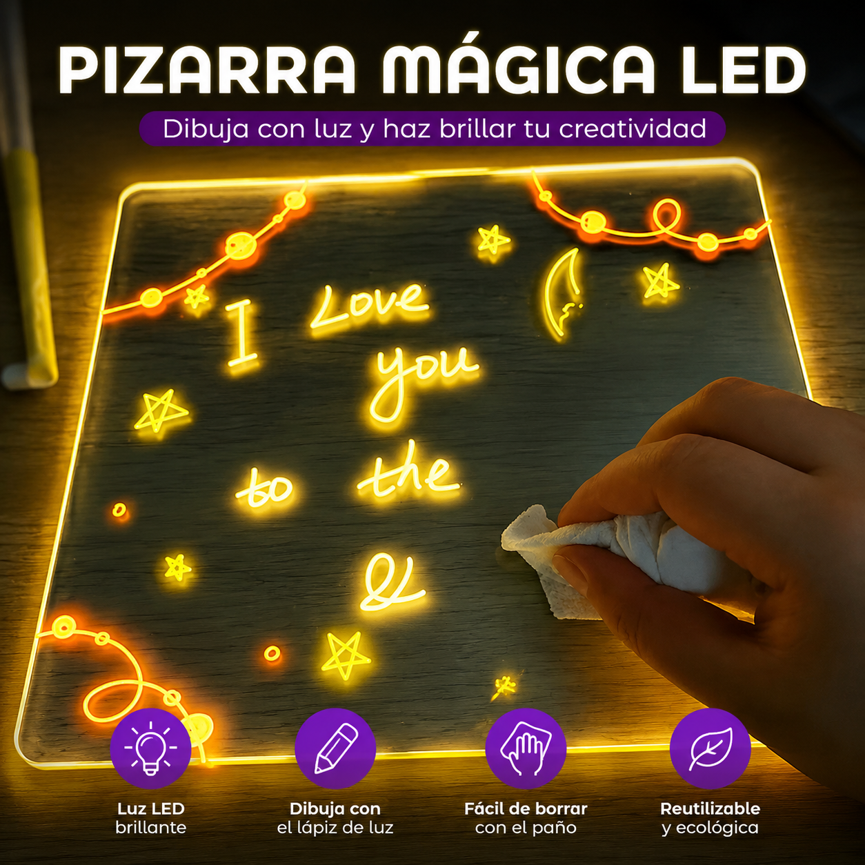 Pizarra Mágica LED para Dibujar con Luz